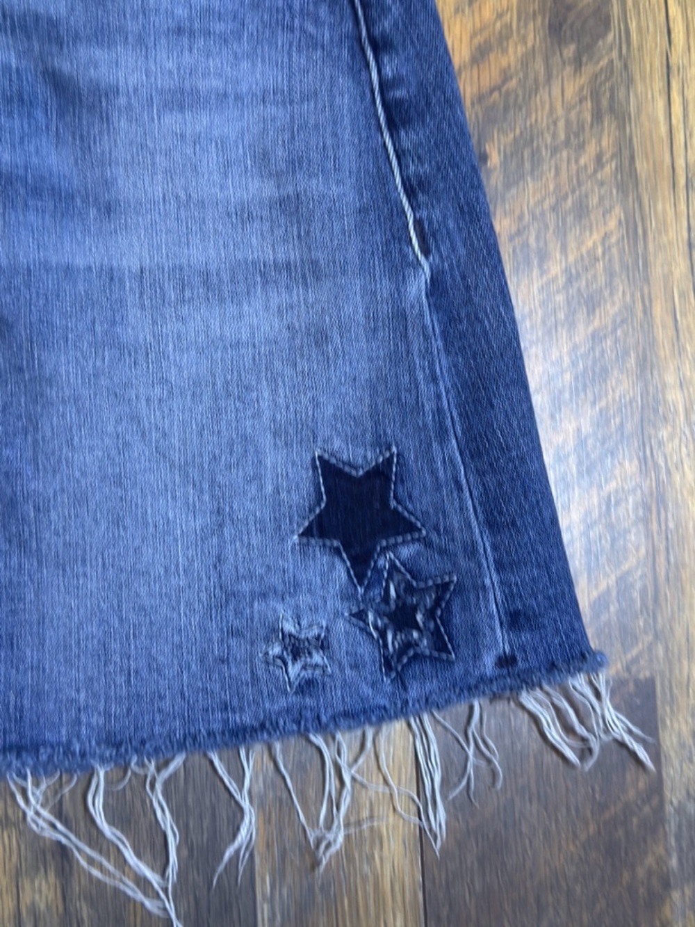 Hudson Denim Mini Skirt Star Embroidery distressed hem size 27 - Picture 3 of 8